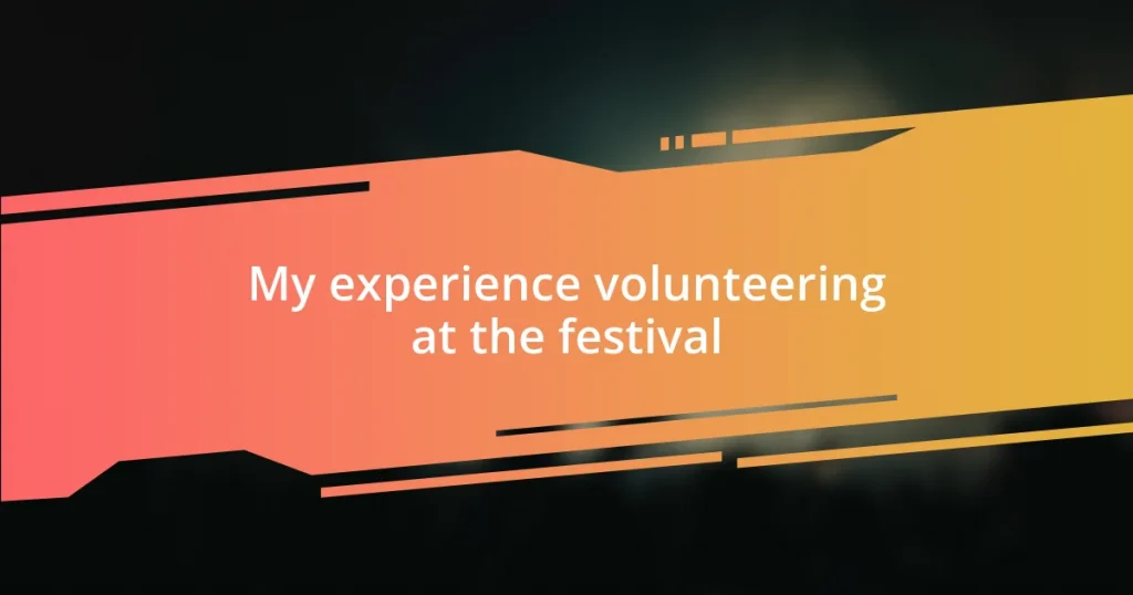 My experience volunteering at the festival