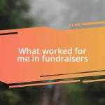 What worked for me in fundraisers